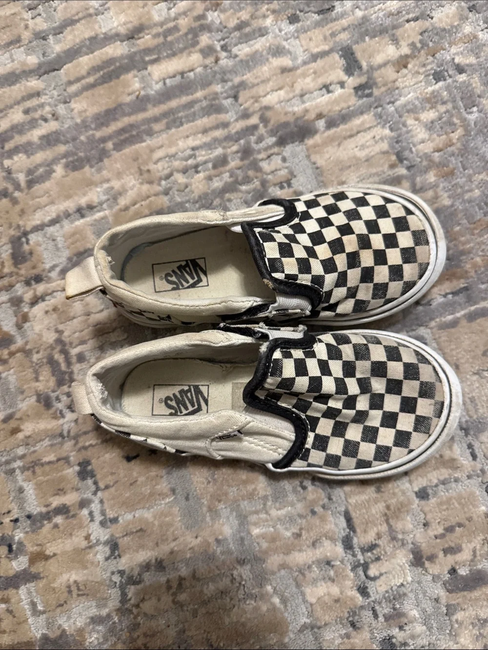 Vans Kids Checkerboard Slip-On Sneakers - Black & Cream